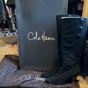 Cole Haan Suede Black Tall Boots